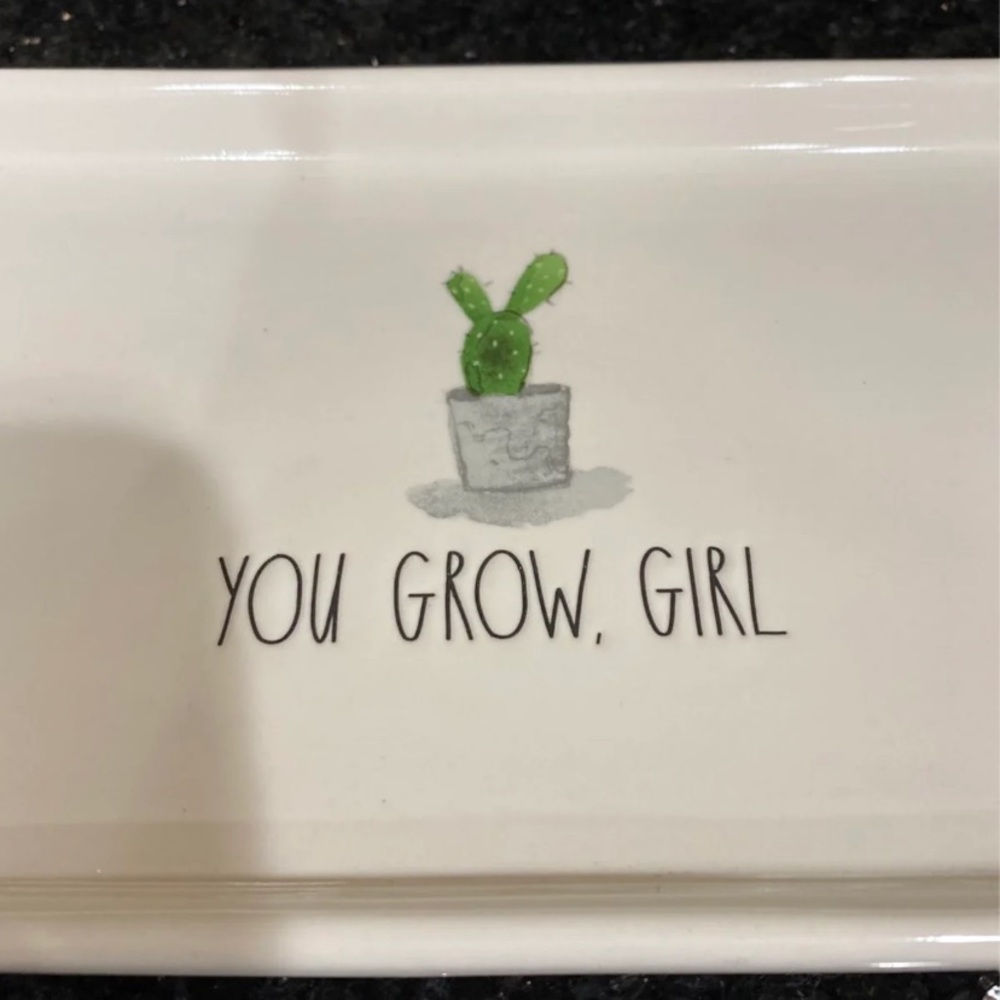 Rae Dunn Rare YOU GROW GIRL Cactus Tray